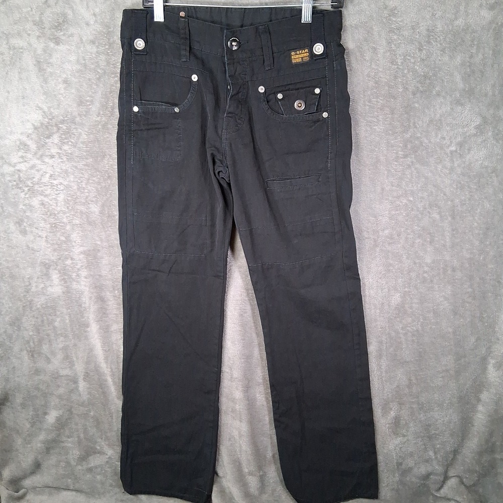 G Star Raw‎ Army Radar Straight Pants Men Size 31x34 Black Button Fly 8 Pockets